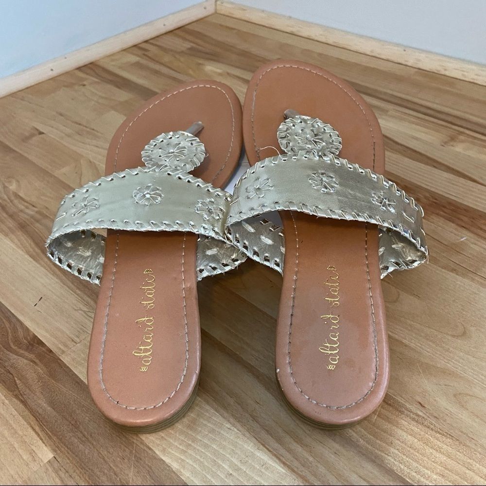 Altar'd State Light Gold 'Rosetta' Style Woven Flat Slide On Sandals Size 8 1/2 - Picture 10 of 10